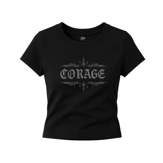 WMNS CORAGE BABY TEE [BLACK]