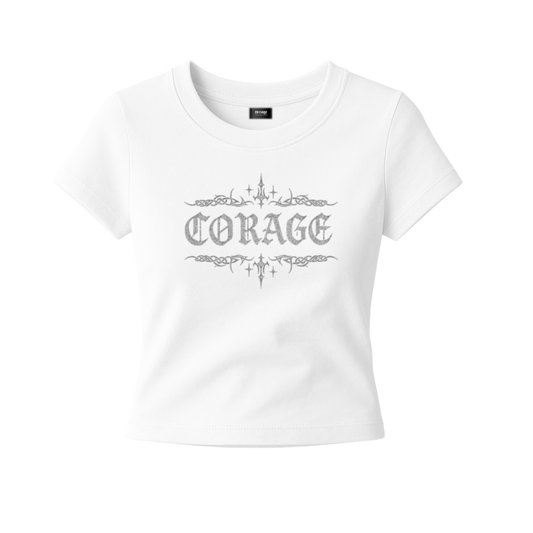 WMNS CORAGE BABY TEE [WHITE]