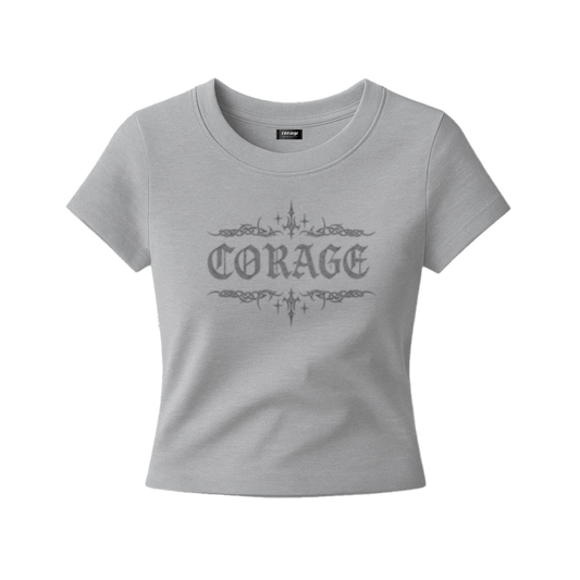 WMNS CORAGE BABY TEE [GREY]